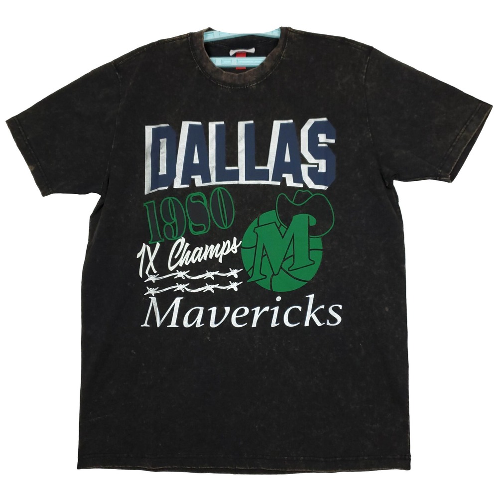 Dallas Mavs Mitchell & Ness NBA L Large Shirt 1980 Champs Black Acid Washed New